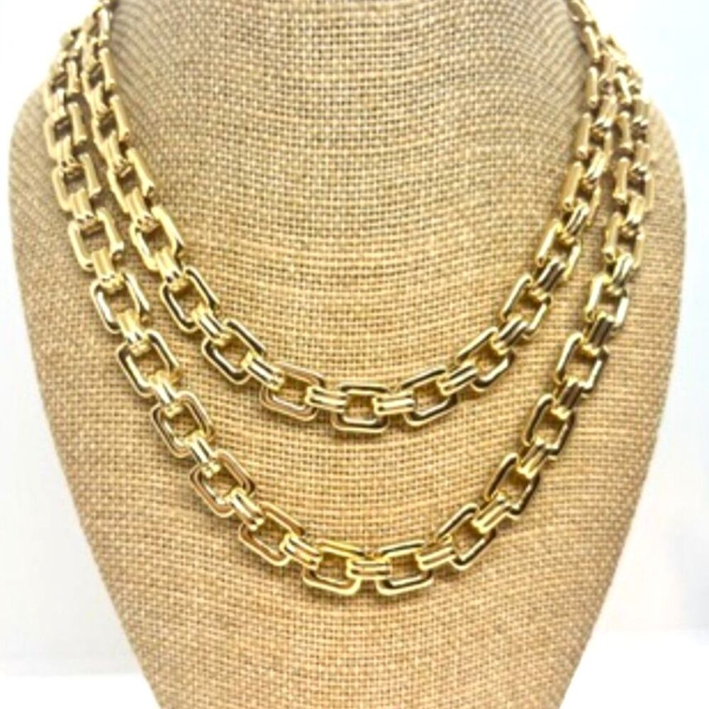 Gold Tone Necklace Laundry by Shelli Segal Chinky Multi Chain Statement